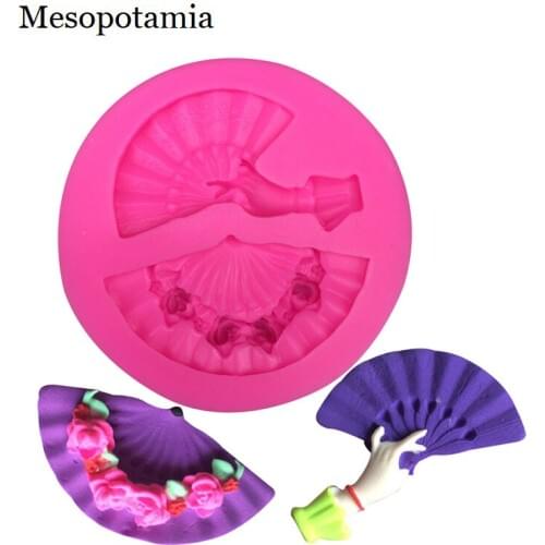 DIY Silica Mould Flowers Roses Fan Sheep Silicone Molds Border Decoration Tools Arts Crafts Sewing Embossing Cake Border Tools