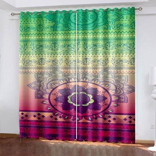 Retro Stripe Lattice 3D Pattern Printing Living Room Men and Women Sunshade Custom Curtain Suit Bedroom with Hook Accessories