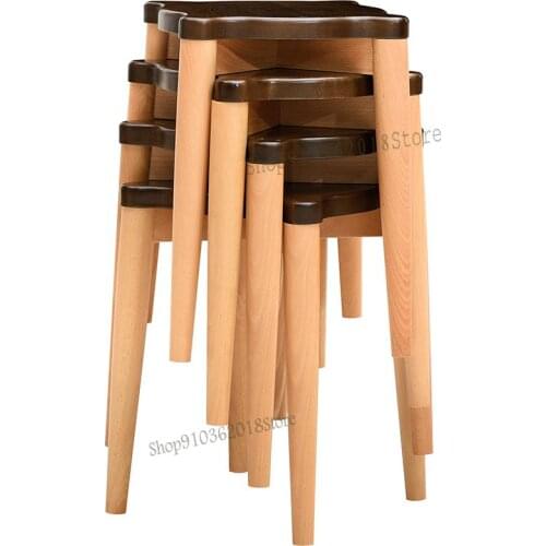 Solid Wood Stool Makeup Stool Dressing Stool Creative Square Stool Dining Stool Dining Table Stool Household Wooden Stool Bench