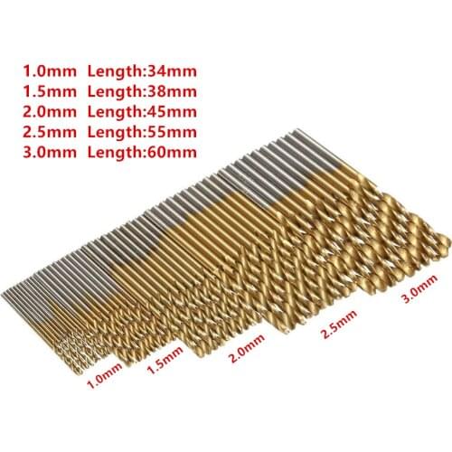 10-50Pcs 1/1.5/2/2.5/3mm Titanium Coated Drill Bits HSS High Speed Steel Drill Bits