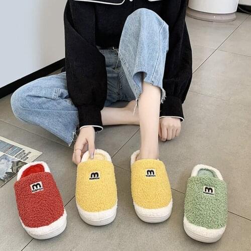 Warm Soft Plush Indoor House Slippers Women Shoes Couple Unisex Antiskid Home Furry Slippers 2021 Winter for Men Female New
