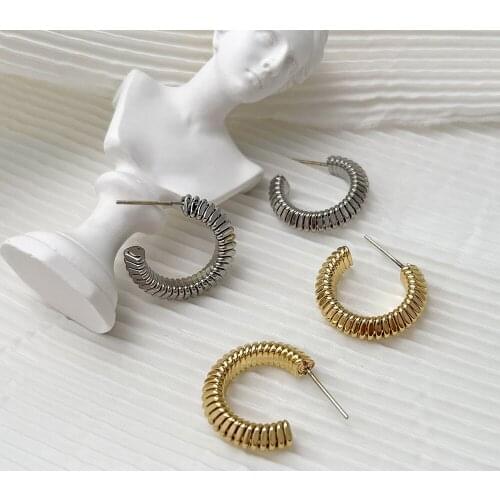 Monlansher Unique Statement Geometric Stud Earrings Textured Metal Stud Earrings Minimalist Daily Earrings Jewelry 2021 Trend