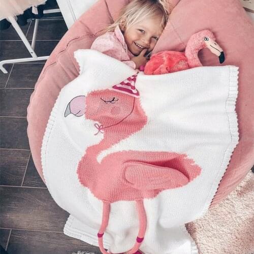 Knitting Baby Blanket Flamingos Knitted Infant Toddler Children Super Soft Stroller Bedding Blanket for newbron Girl Boy Gift