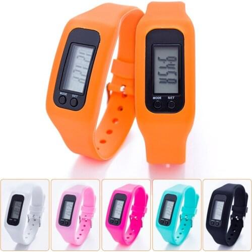 11 Colors High Quality Battery Multifunction Silicone Digital LCD Sports Watch Pedometer Outdoor Sports Running Electronic Watch