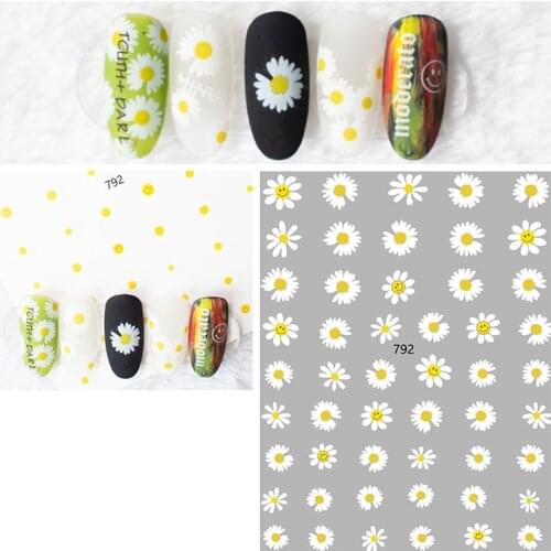 10PCS font and diamond emoticons small daisy nail stickers 3D design DIY nail decals decorative accessories stickers