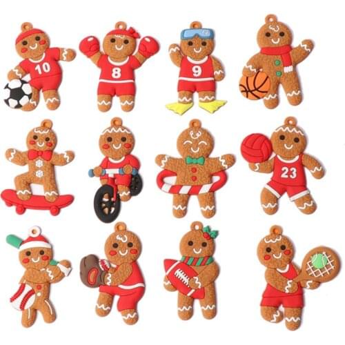 12Pcs Gingerbread Man Christmas Tree Hanging Pendant Xmas Tree Decor Ornament 2021 2022 Newest Cute Funny Kid Gifts