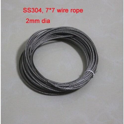 2mm dia Structure:7*7 SS304 Stainless Steel Wire Rope Fishing rope about 10 meters