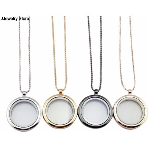 4 Colors 2 Styles 30mm Round Magnetic Glass Floating Locket charms Memory Photo Locket