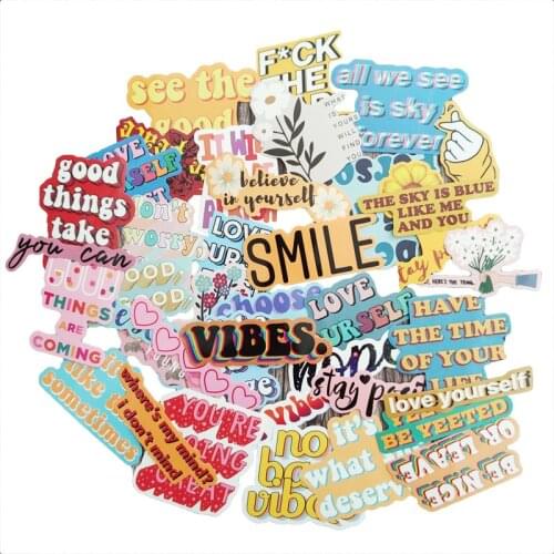 40pcs Cartoon Encourage Words Stickers Motivational Inspirational Sentence Waterproof Vinyl DIY Sticker for Kids Gifts