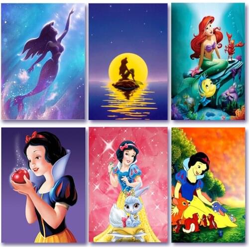 Disney 5D DIY Diamond Painting Cross Stitch Snow White/The Little Mermaid Mosaic High Quality Handmade Decorative Painting