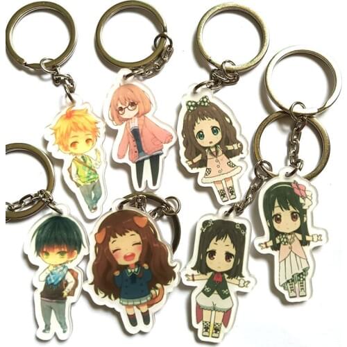 Anime Keychain Kyokai no Kanata Kuriyama Mirai Beyond the Boundary Kuriyama Kanbara HiroomKeychain Keyring Portachiavi Pendant