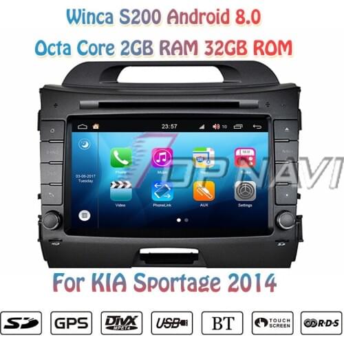 Topnavi 8'' Octa Core S200 Android 8.0 Car DVD Multimedia Player for Kia Sportage 2014 Audio Radio Stereo 2 DIN GPS Navigation