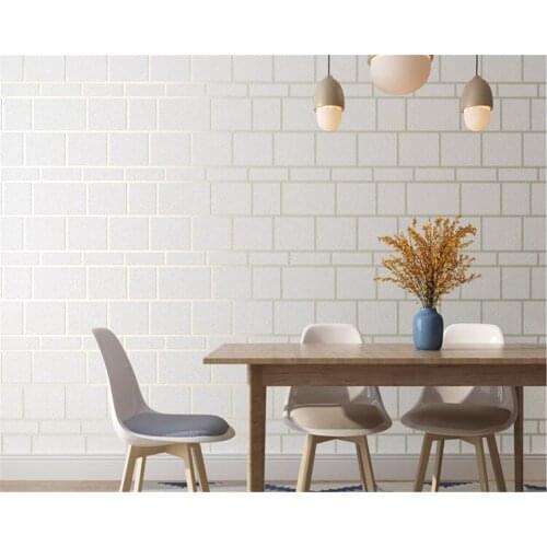 Beibehang Modern minimalist brick deer velvet TV background walls wallpaper Marble white brick bedroom living room 3d wallpaper