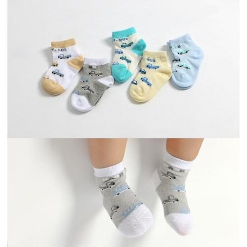 W140 Free shipping 1-8 years old childrens socks spring and summer cotton boneless suture car design children baby socks relent