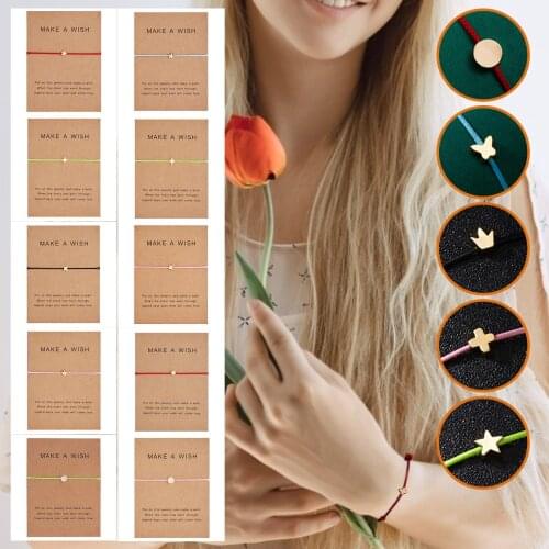 Bracelets Simple Weaving Hand Chain Paper Card Heart Necklace Five-pointed Star Adjustable Women Bracelet Femme Jewelry Gifts