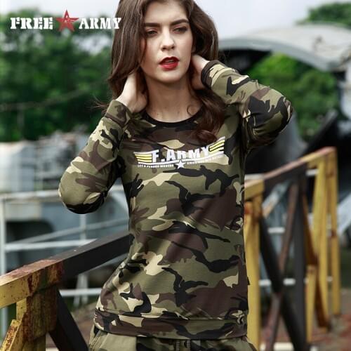 FreeArmy Brand Women Capless Camouflage O-neck Outerwear Pullovers Streetwear Womens Clothing Sweatshirts Costume Clothes