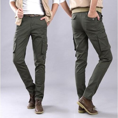 Asian Size Men Pants Spring Autumn Mens Cargo Pants Casual Mens Pant Multi Pocket Military Overall Men Outdoors Long Trousers