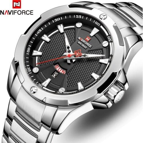 Men‘s Watches Top Luxury Brand NAVIFORCE Analog Watch Men Stainless Steel Waterproof Quartz Wristwatch Date Relogio Masculino