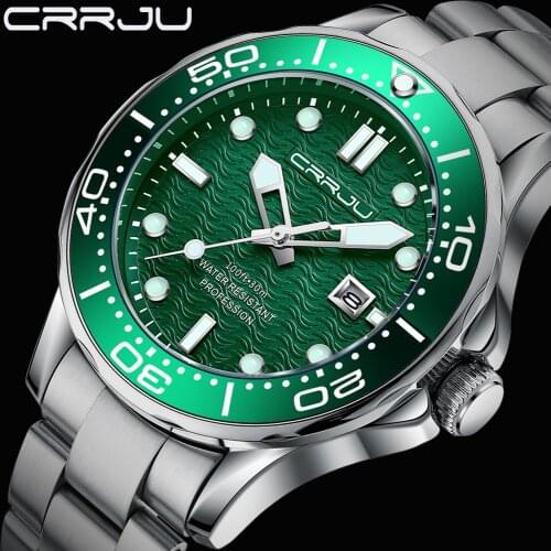 CRRJU Sports Watch for Men Luxury Japan Movement Quartz Wristwatch Stainless Steel Fashion Date Male Clock Relogio Masculino