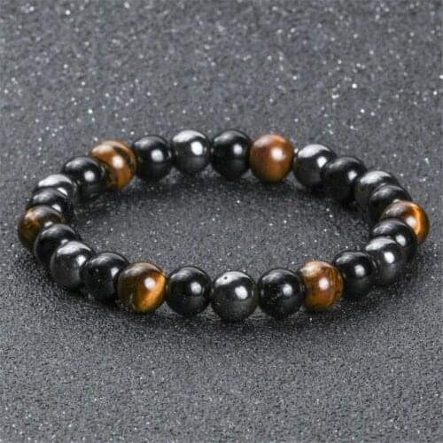 Hot Natural Black Obsidian Hematite Tiger Eye Beads Bracelets Men for Magnetic Health Protection Women Jewelry Pulsera Hombre