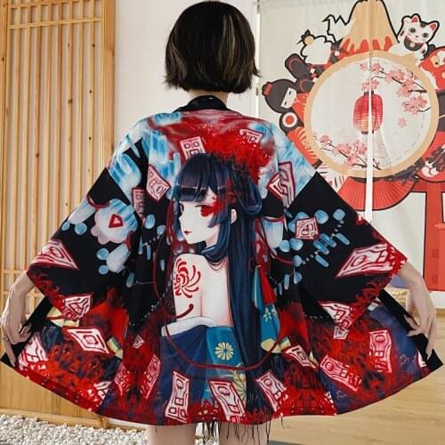 Japanese Kimono Women 2021 Cardigan Beach Sexy Kimono Traditional Kawaii Anime Cosplay Yukata Female Obi Haori Asian Clothing