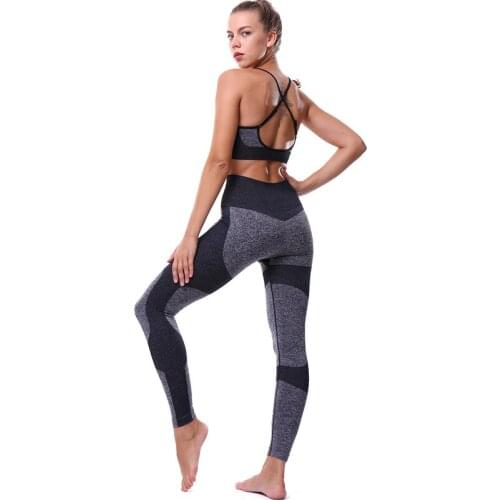 Yoga Sets Women Gym Sports Set Elastic Sports Hight Waist Leggings Sportswear Workout Sets Women Yoga Sets Women Gym Sports Set