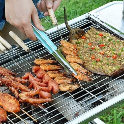 Stainless Steel Kitchen Tongs Small Barbecue Grill Cooking Tongs BBQ Meat Salad Food Tongs Clamp Ice Tongs Clip Kitchen Utensils