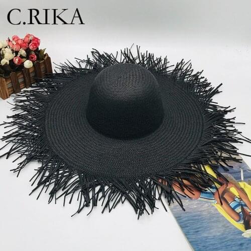 Summer Wide Brim Solid Sun Hat for Women Fashion Outdoor UV Protection Straw Hat Ladies Girl Seaside Vacation Panama Beach Hat