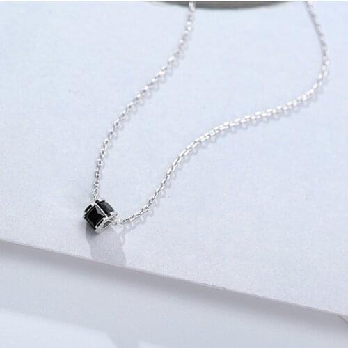 Trendy Cute 925 Sterling Silver Circularity Choker Black AAA Zircon Pendant Necklace For Women Gift Party Fine Jewelry NK016