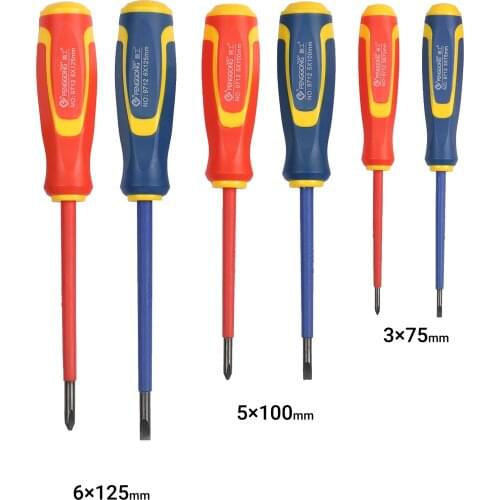 Insulated Screwdriver Set 7-Piece Philips and Flat Head Magnetic Screwdriver Kit with Voltage Tester for Electrician Service