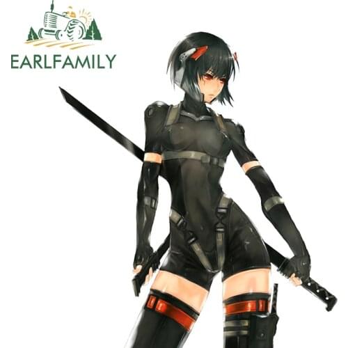 EARLFAMILY 13cm x 11.6cm for Sword Girl Trunk Car Sticker Waterproof Sunscreen Motorcycle Decal Windshield JDM Vinyl Car Wrap