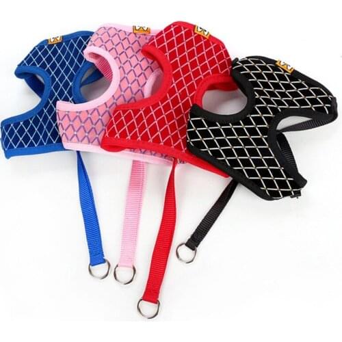 Pet Nylon Chest Back Leash Suit Pet Leads Leashing Rope Breathable Mesh Dogs Vest with Flashing Dog Accessories