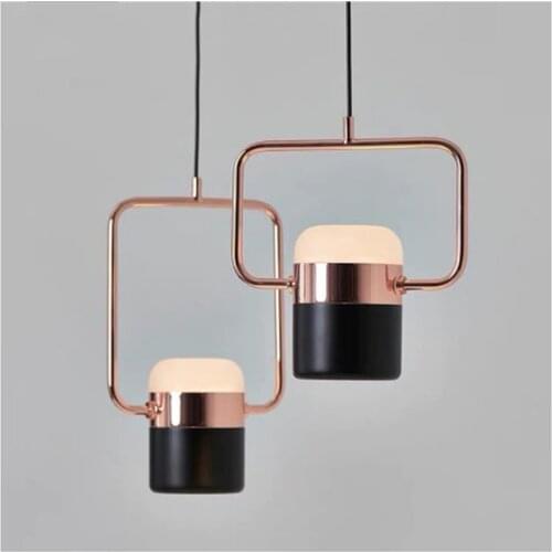 New nordic simple postmodern led pendant light plated rose gold wrought iron suspension lamp dining room bedroom hanglamp ZM1010