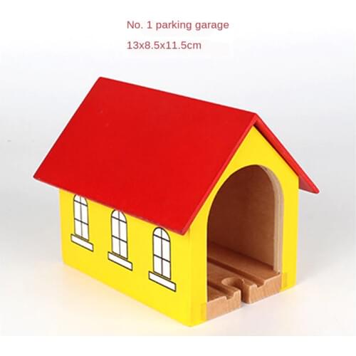P155 Free Shipping Small garage Wooden track scene accessories Suitable for wooden train track toys