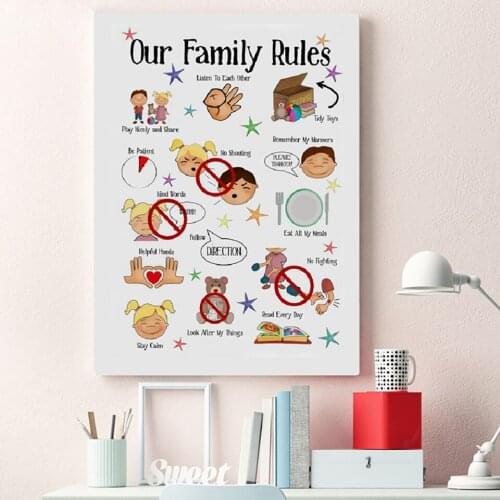Gift Childrens Behavior Canvas Painting Game Room Rules Modern Nordic Kindergarten Home Decoration HD Print