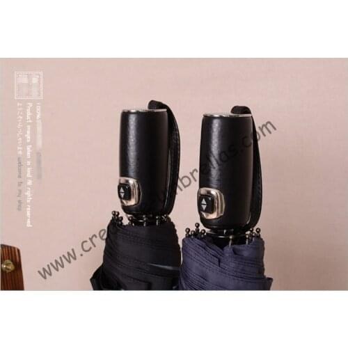 113cm diameter fully automatic,10 ribs,three fold auto open&auto close umbrellas,windproof,pure leather business zebra parasol