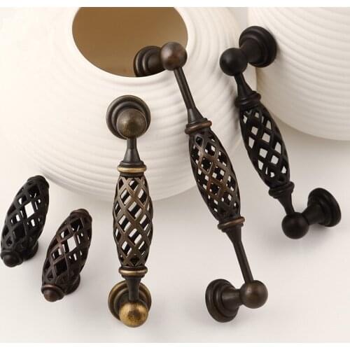 Bird Cage Handle European Retro Cabinet Knobs and Handles for Furniture Door Drawer Wardrobe Cabinet Antique Bookcase kitchen