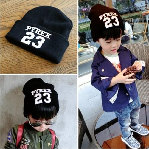 New Arrivals Winter Childrens Hat Warm Knitted Baby Cap Wool Knit Head Hat Embroidery Figure 23 Swept for Boys Girls Warm Hats