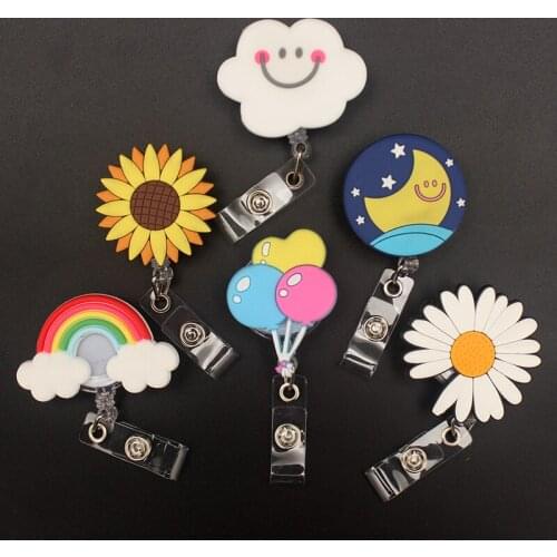 Natural Scenery Style Retractable Badge Reel For Nurse & Doctor Card Holder Office & Hospital Supplies Boy & Girl Name Card