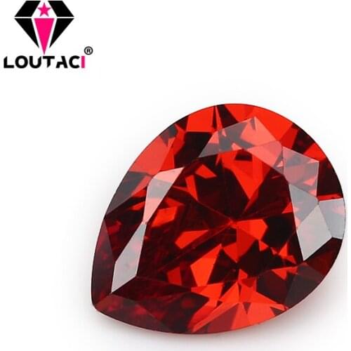 LOUTACI High End Jewelry Gemstones Garnet Pear Cubic Zirconia Brilliant Cut Big Size 8x12-13x18mm