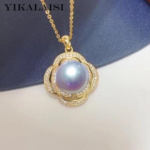 YIKALAISI 925 Sterling Silver Necklaces Jewelry For Women 10-11mm Oblate Natural Freshwater Pearl Pendants 2021 Wholesales