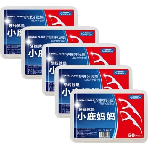 250 Pcs / 5 Boxes Teeth Cleaning Dental Floss Interdental Brush Teeth Stick Toothpicks Dental Flossers Pick Oral Hygiene