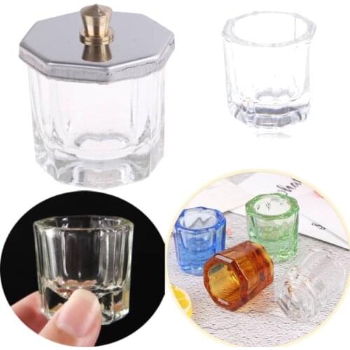 1PC Acrylic Nail Crystal Glass Dappen Dish Bowl Cup With Cap Liquid Powder Manicure Nail Art Tools Acrylic Powder Liquid Cups