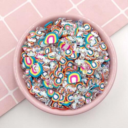 100g Colorful Rainbow Cloud Polymer Clay Sprinkles for DIY Crafts Tiny Cute Plastic klei Slime Filling Material Accessories