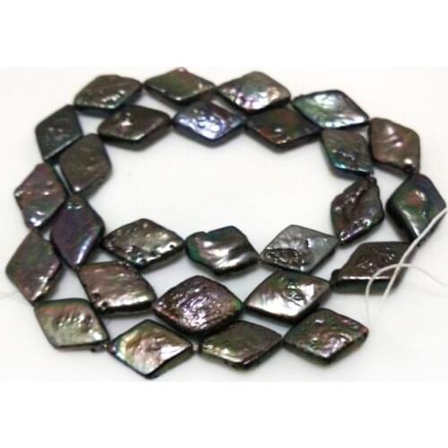 16 inches 10*16mm Black Rhomb Shaped Natural Coin Pearl Loose Strand