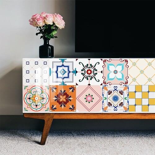 16pcs/set Fresh & Elegant Tiles Sticker Kitchen Backsplash Oil-proof Bathroom Home Decor Peel & Stick Removable Art Wallpaper