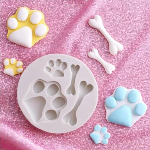2 Cavity Paw Print Silicone Mold Bear Claw Ice Cream Mould Bone Fondant Dessert Mould Chocolate Cake Mold Cake Decorating Tools