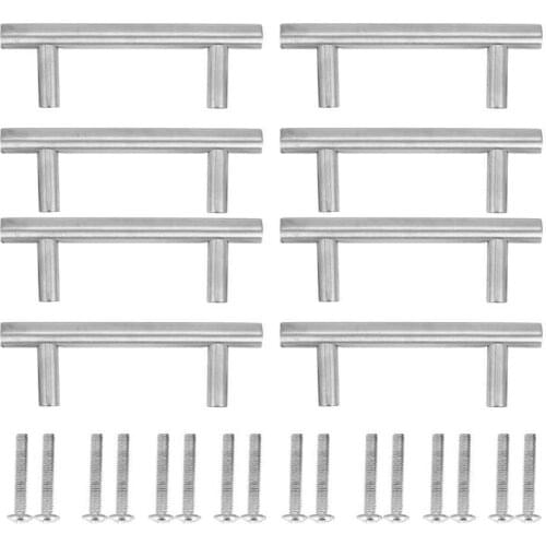 8pcs Stainless Steel T-Bar Handle Home Furniture Hardware for Wardrobes Drawer Cabinet Doors Cabinet Pulls