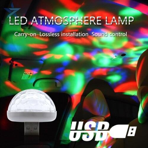 Car USB LED interior multicolor mini ambient lights music Sound control lamp Car top atmosphere lamp star night light