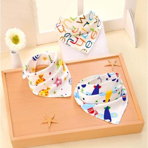 Baby Bibs for Boy Girl Bandana Bib Burp Cloth Print Animal Triangle Cotton Baby Scarf Meal Collar Burp Baby Accessories